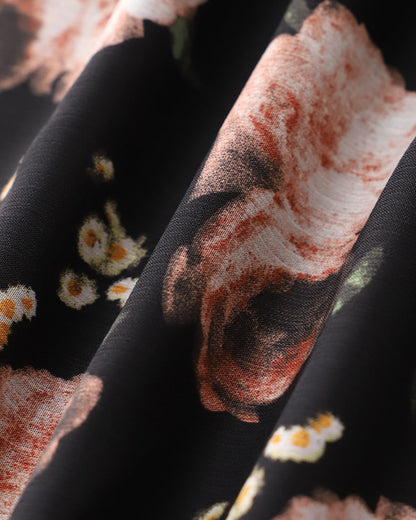 Black Floral Ruffle Sleeveless Maxi Dress